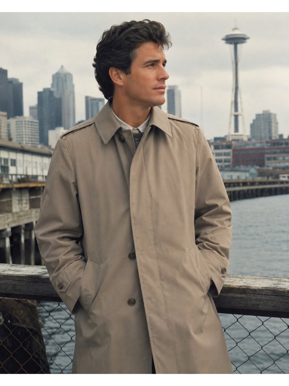 New London Fog Vintage 1980s Mens 44 R Trench Raincoat Thinsulate Zip Out Liner